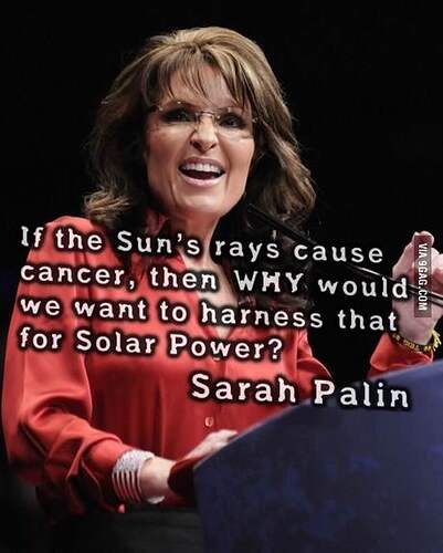 sarah palin stupidity about harnessing the sun