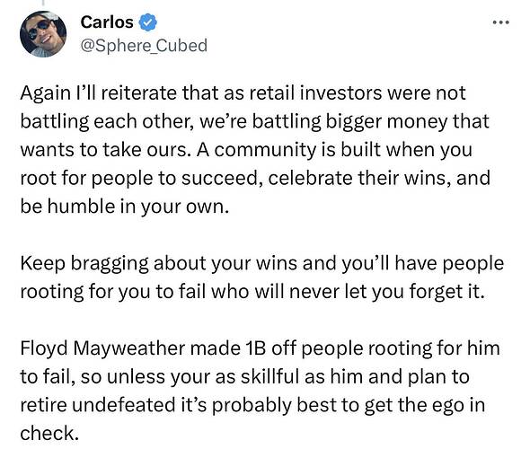 Carlos on Twitter @KrisPatel99 @Frugalbuck @VRVitaly @amitisinvesting Again I’ll reiterate that as retail investors were not b