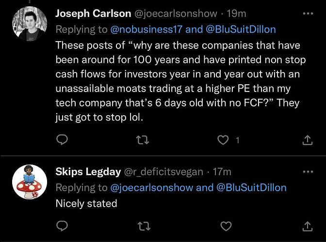 Joseph Carlson on Twitter @BluSuitDillon The companies you listed have high ROCE and low cyclicality. They’re profitable throu