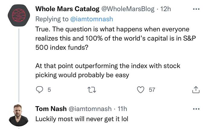 Tom Nash on Twitter Long term dollar cost averaging into the SP500 over 15 years is impossible to beat with individual stock p