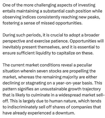 Kris Patel on Twitter One of the more challenging aspects of investing entails maintaining a substantial cash position while o