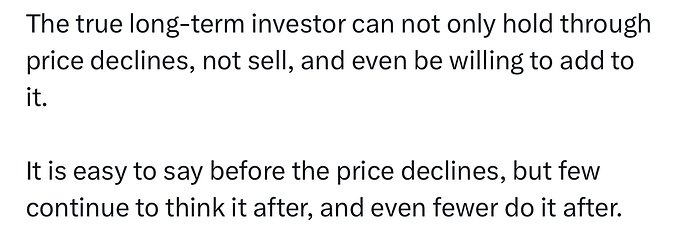 Eugene Ng on X The true long-term investor can not only hold through price declines, not sell, and even be willing to add to i