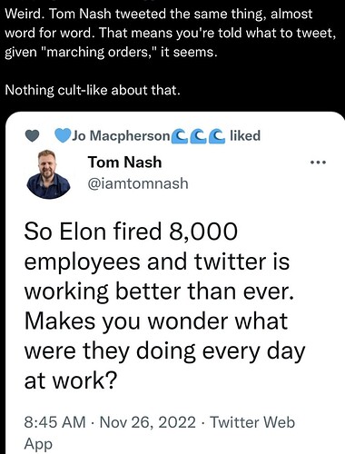 Collin Rugg on Twitter Can someone tell me what the fired Twitter employees did all day No, seriously. Elon fired 75 of them