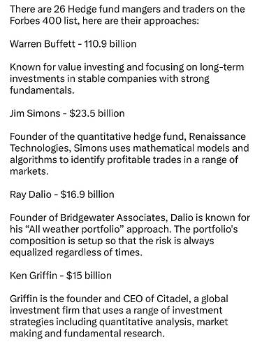 THE SHORT BEAR on Twitter There are 26 Hedge fund mangers and traders on the Forbes 400 list, here are their approaches Warre
